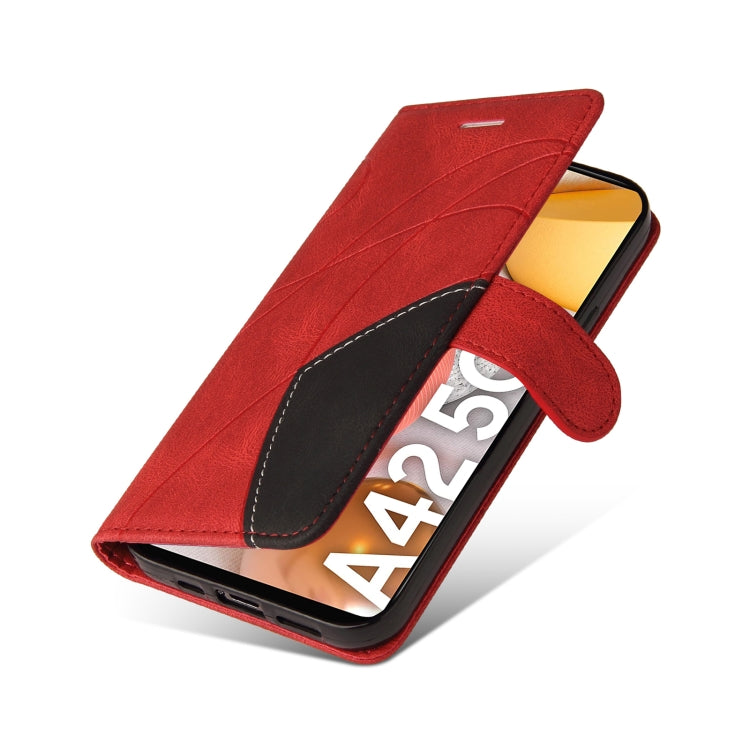 For Samsung Galaxy A42 5G Dual-color Splicing Horizontal Flip PU Leather Case with Holder & Card Slots & Wallet