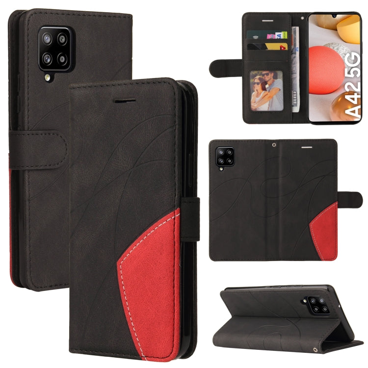 For Samsung Galaxy A42 5G Dual-color Splicing Horizontal Flip PU Leather Case with Holder & Card Slots & Wallet