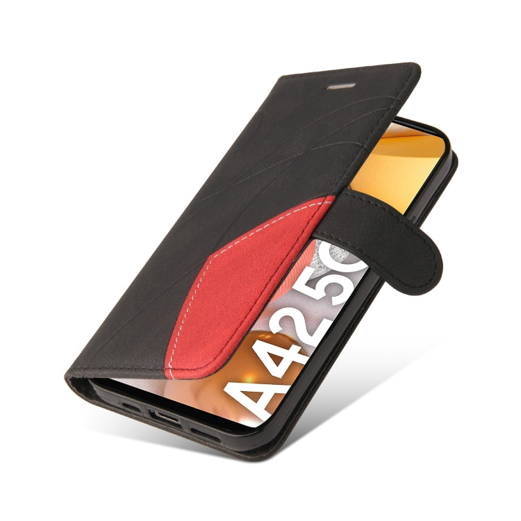 For Samsung Galaxy A42 5G Dual-color Splicing Horizontal Flip PU Leather Case with Holder & Card Slots & Wallet