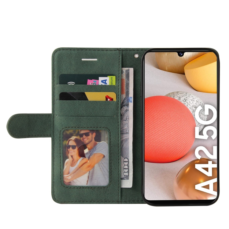For Samsung Galaxy A42 5G Dual-color Splicing Horizontal Flip PU Leather Case with Holder & Card Slots & Wallet