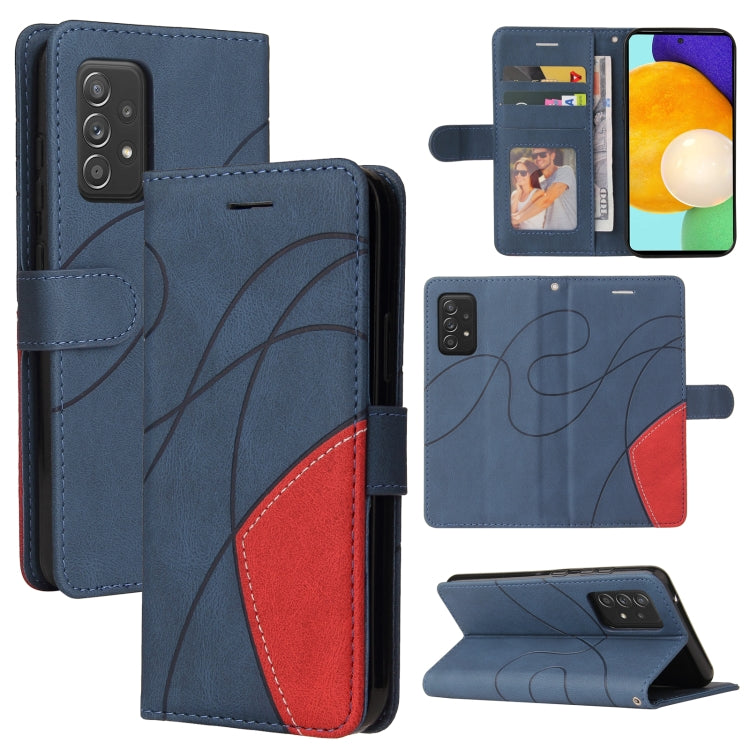 For Samsung Galaxy A52 5G / 4G Dual-color Splicing Horizontal Flip PU Leather Case with Holder & Card Slots & Wallet