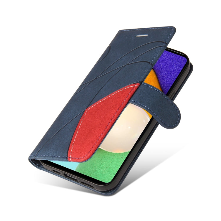 For Samsung Galaxy A52 5G / 4G Dual-color Splicing Horizontal Flip PU Leather Case with Holder & Card Slots & Wallet