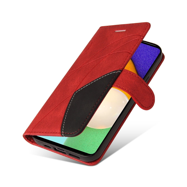 For Samsung Galaxy A52 5G / 4G Dual-color Splicing Horizontal Flip PU Leather Case with Holder & Card Slots & Wallet