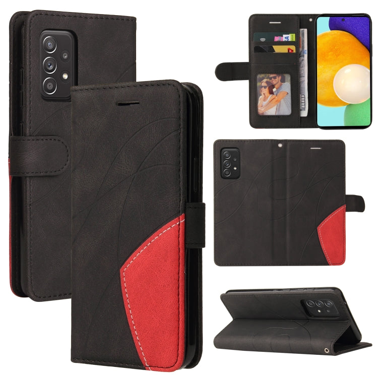 For Samsung Galaxy A52 5G / 4G Dual-color Splicing Horizontal Flip PU Leather Case with Holder & Card Slots & Wallet