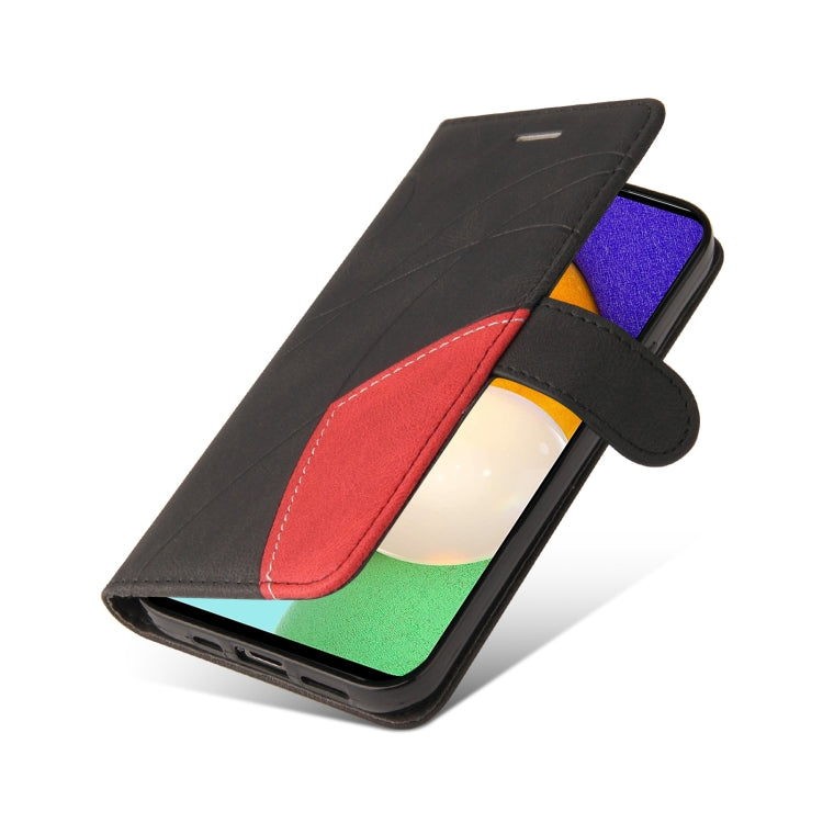 For Samsung Galaxy A52 5G / 4G Dual-color Splicing Horizontal Flip PU Leather Case with Holder & Card Slots & Wallet