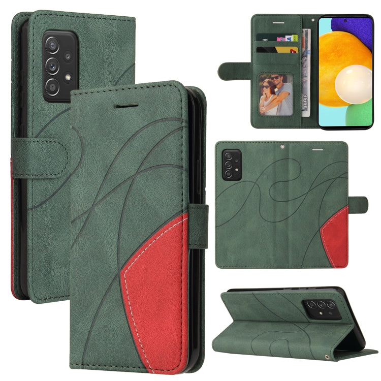 For Samsung Galaxy A52 5G / 4G Dual-color Splicing Horizontal Flip PU Leather Case with Holder & Card Slots & Wallet