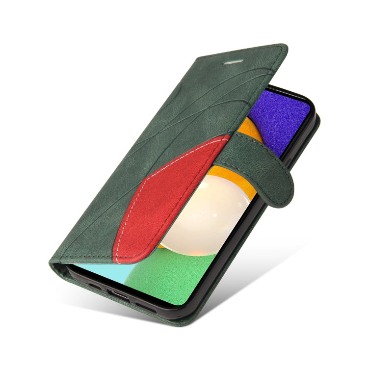 For Samsung Galaxy A52 5G / 4G Dual-color Splicing Horizontal Flip PU Leather Case with Holder & Card Slots & Wallet