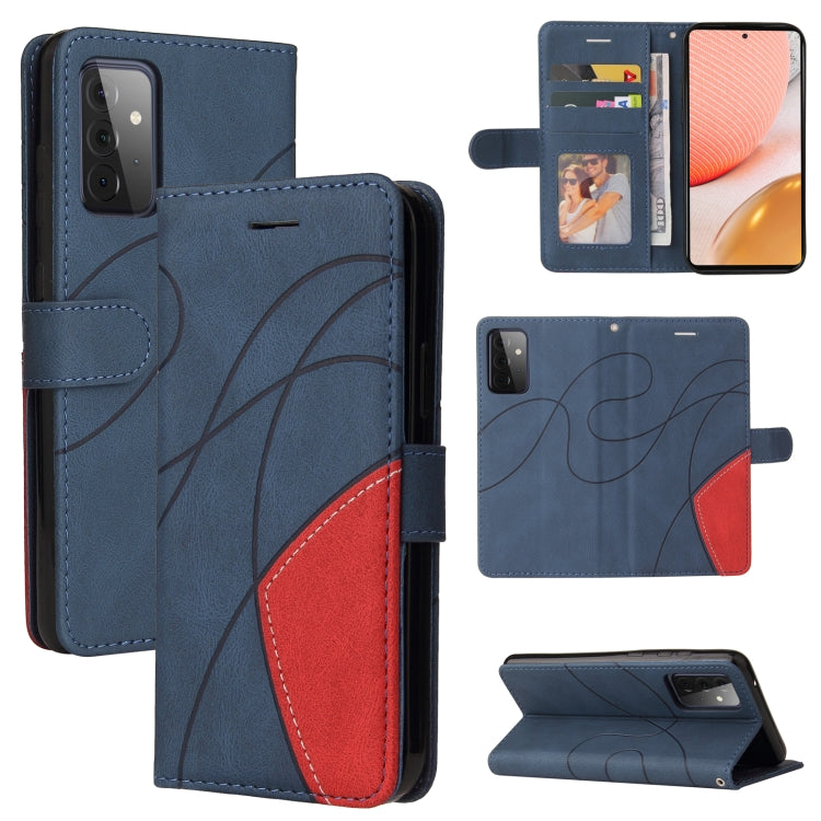 For Samsung Galaxy A72 5G / 4G Dual-color Splicing Horizontal Flip PU Leather Case with Holder & Card Slots & Wallet