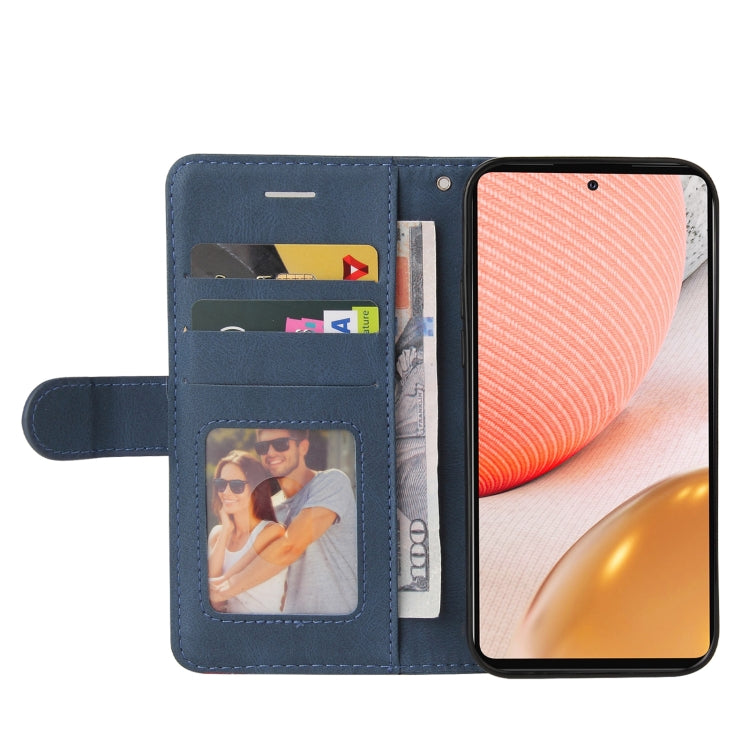 For Samsung Galaxy A72 5G / 4G Dual-color Splicing Horizontal Flip PU Leather Case with Holder & Card Slots & Wallet