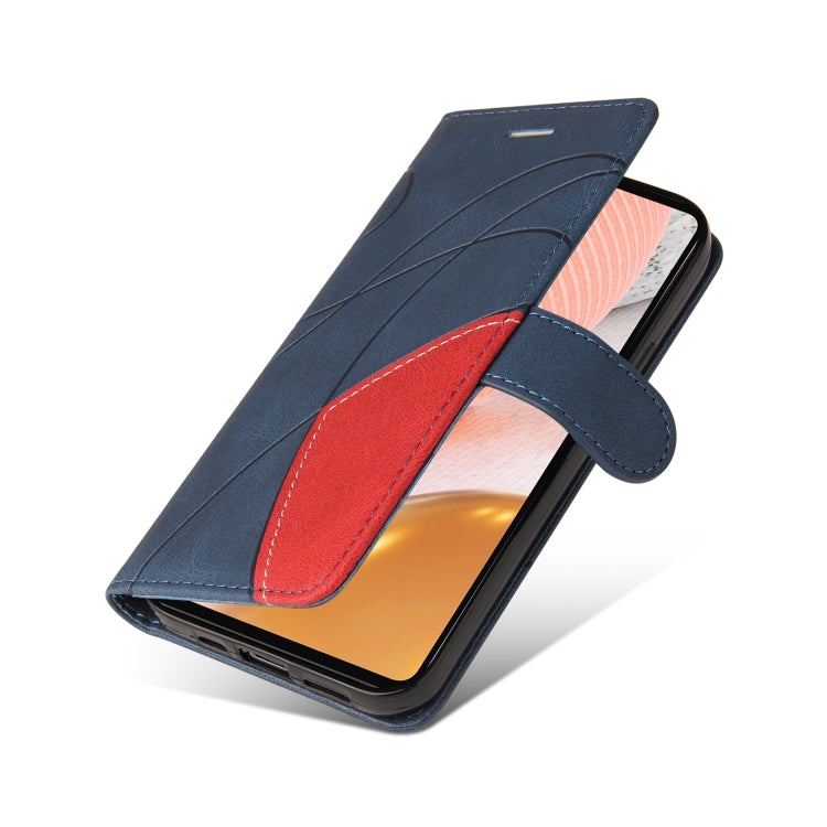 For Samsung Galaxy A72 5G / 4G Dual-color Splicing Horizontal Flip PU Leather Case with Holder & Card Slots & Wallet