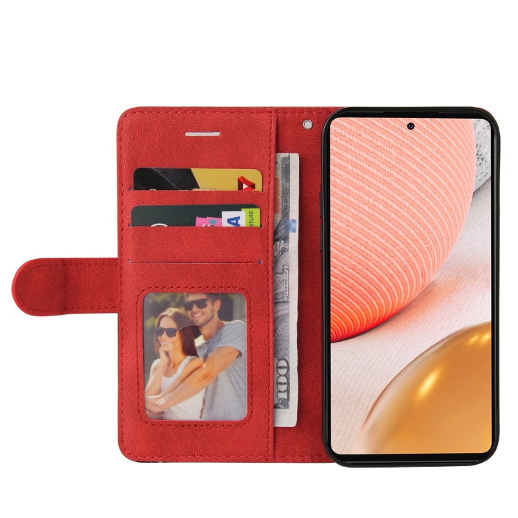 For Samsung Galaxy A72 5G / 4G Dual-color Splicing Horizontal Flip PU Leather Case with Holder & Card Slots & Wallet