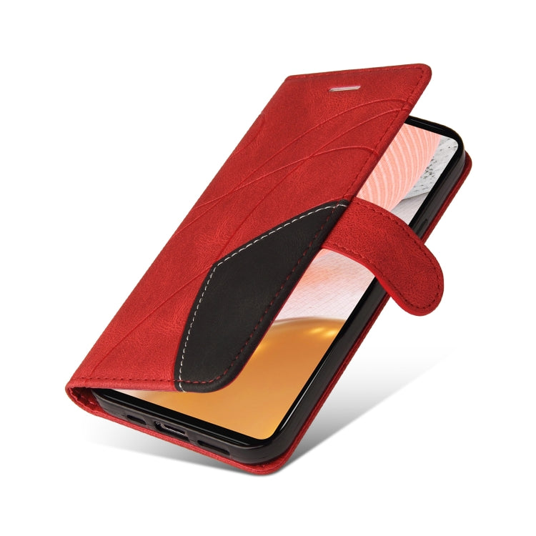 For Samsung Galaxy A72 5G / 4G Dual-color Splicing Horizontal Flip PU Leather Case with Holder & Card Slots & Wallet