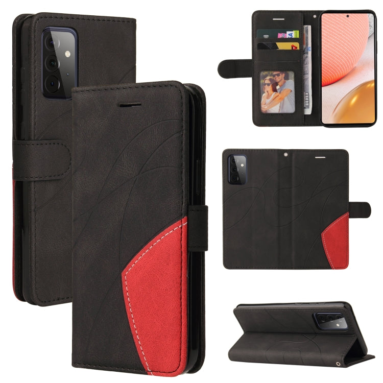 For Samsung Galaxy A72 5G / 4G Dual-color Splicing Horizontal Flip PU Leather Case with Holder & Card Slots & Wallet