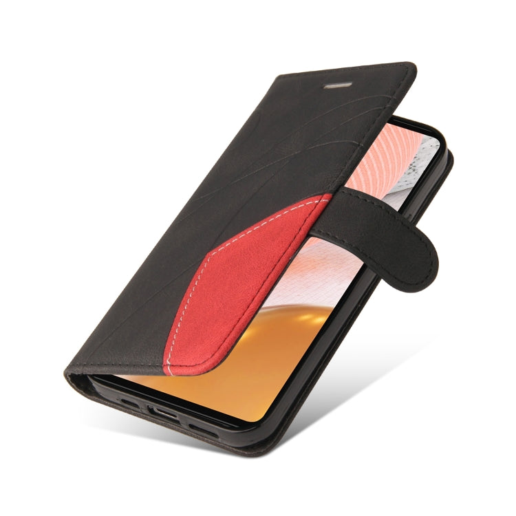 For Samsung Galaxy A72 5G / 4G Dual-color Splicing Horizontal Flip PU Leather Case with Holder & Card Slots & Wallet