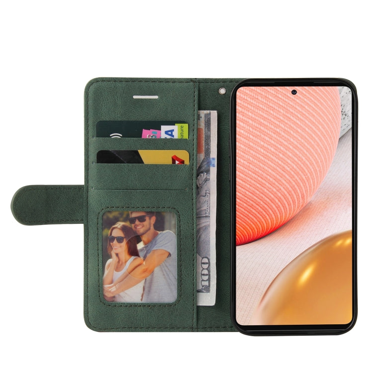 For Samsung Galaxy A72 5G / 4G Dual-color Splicing Horizontal Flip PU Leather Case with Holder & Card Slots & Wallet