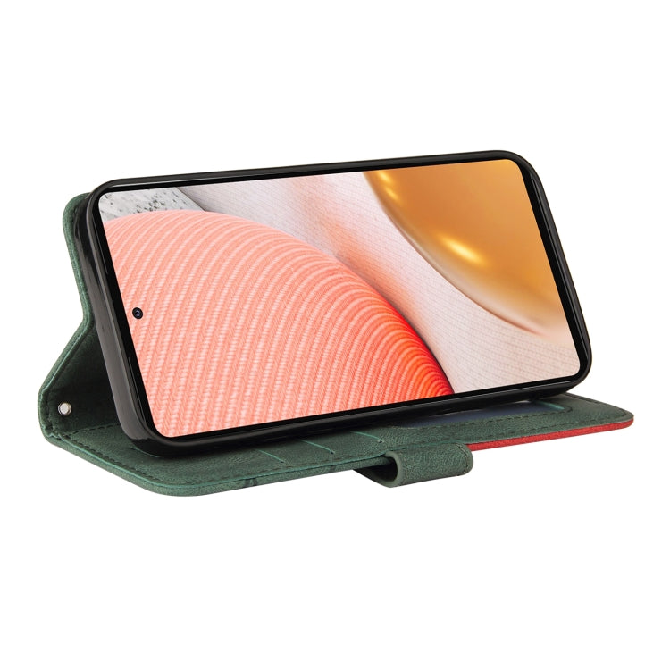 For Samsung Galaxy A72 5G / 4G Dual-color Splicing Horizontal Flip PU Leather Case with Holder & Card Slots & Wallet