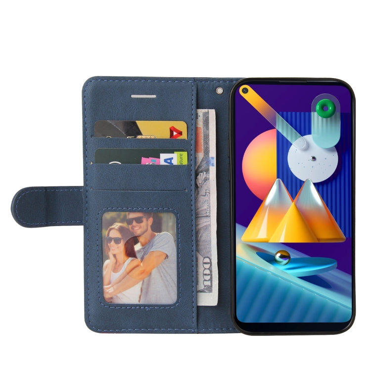 For Samsung Galaxy M11 Dual-color Splicing Horizontal Flip PU Leather Case with Holder & Card Slots & Wallet