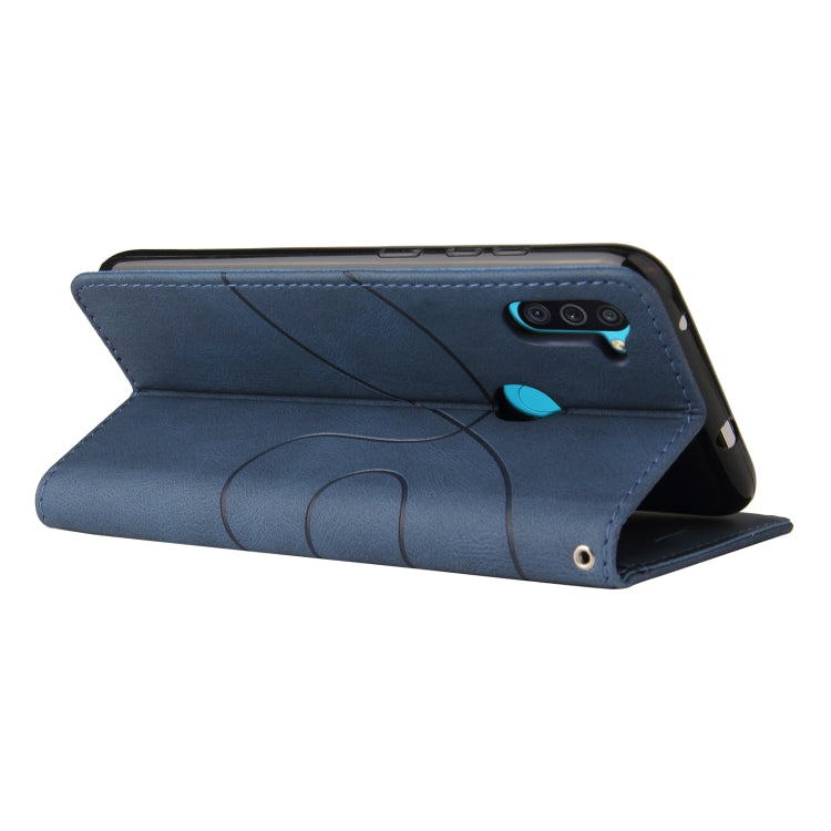 For Samsung Galaxy M11 Dual-color Splicing Horizontal Flip PU Leather Case with Holder & Card Slots & Wallet