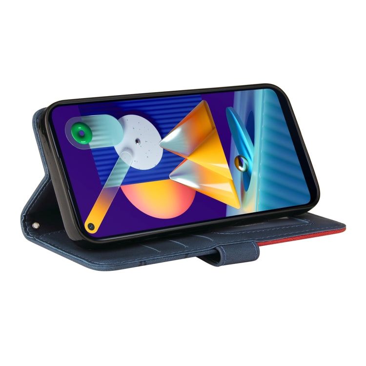 For Samsung Galaxy M11 Dual-color Splicing Horizontal Flip PU Leather Case with Holder & Card Slots & Wallet