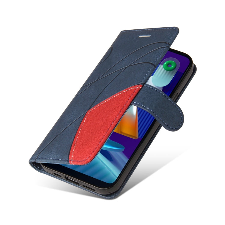 For Samsung Galaxy M11 Dual-color Splicing Horizontal Flip PU Leather Case with Holder & Card Slots & Wallet