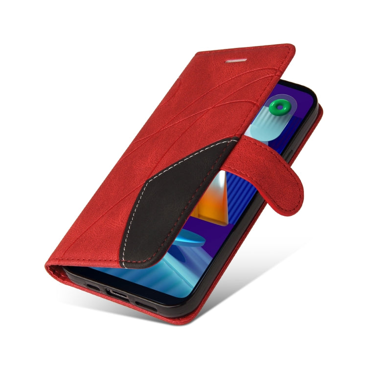 For Samsung Galaxy M11 Dual-color Splicing Horizontal Flip PU Leather Case with Holder & Card Slots & Wallet