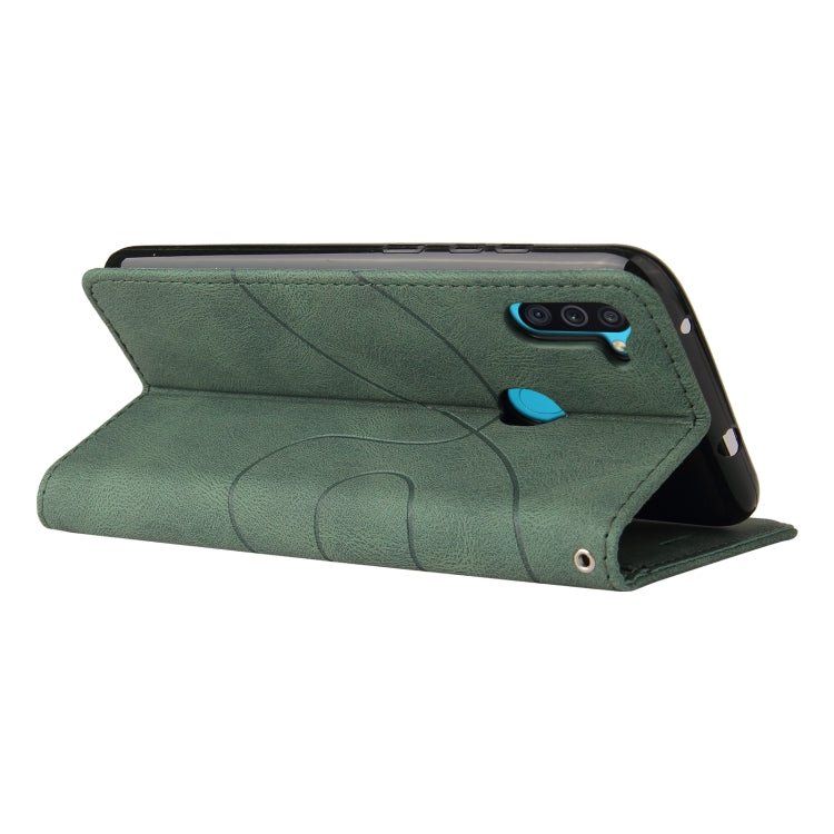 For Samsung Galaxy M11 Dual-color Splicing Horizontal Flip PU Leather Case with Holder & Card Slots & Wallet