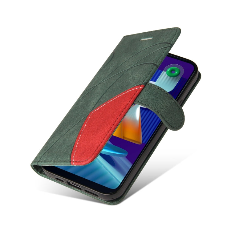 For Samsung Galaxy M11 Dual-color Splicing Horizontal Flip PU Leather Case with Holder & Card Slots & Wallet