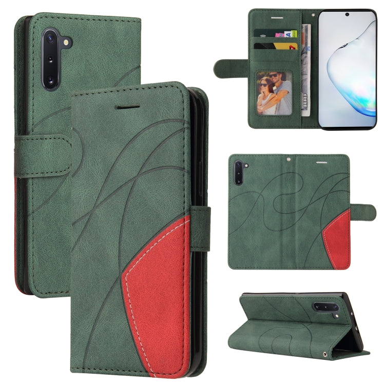 For Samsung Galaxy Note10 Dual-color Splicing Horizontal Flip PU Leather Case with Holder & Card Slots & Wallet