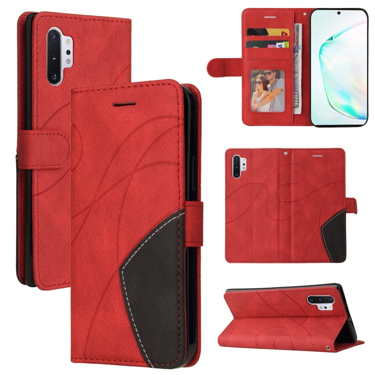 For Samsung Galaxy Note10+ Dual-color Splicing Horizontal Flip PU Leather Case with Holder & Card Slots & Wallet