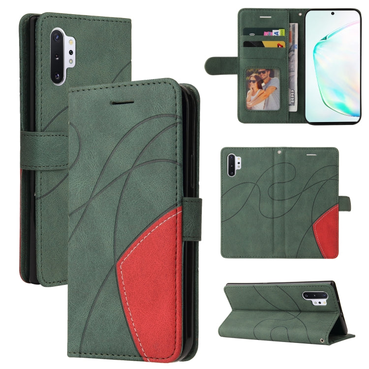 For Samsung Galaxy Note10+ Dual-color Splicing Horizontal Flip PU Leather Case with Holder & Card Slots & Wallet