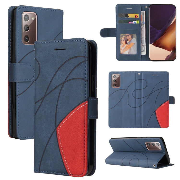 For Samsung Galaxy Note20 Dual-color Splicing Horizontal Flip PU Leather Case with Holder & Card Slots & Wallet