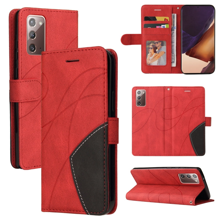 For Samsung Galaxy Note20 Dual-color Splicing Horizontal Flip PU Leather Case with Holder & Card Slots & Wallet