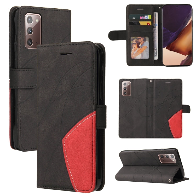 For Samsung Galaxy Note20 Dual-color Splicing Horizontal Flip PU Leather Case with Holder & Card Slots & Wallet