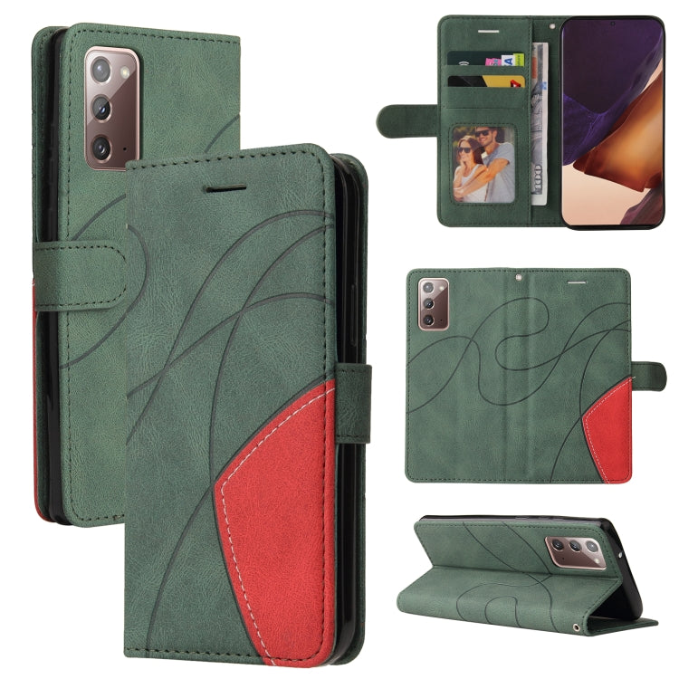 For Samsung Galaxy Note20 Dual-color Splicing Horizontal Flip PU Leather Case with Holder & Card Slots & Wallet