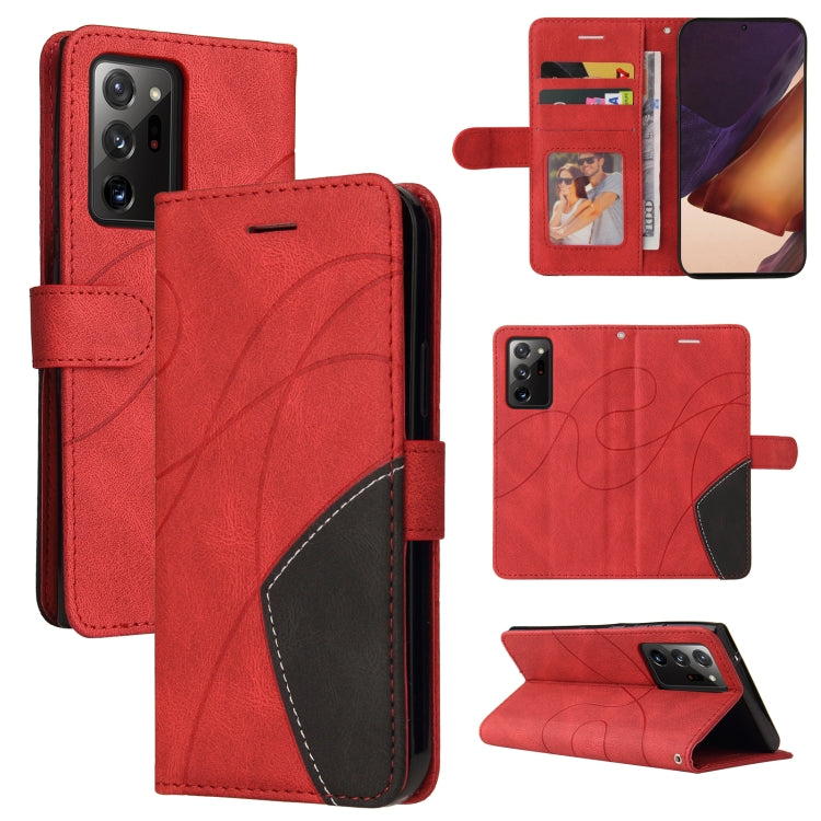 For Samsung Galaxy Note20 Ultra Dual-color Splicing Horizontal Flip PU Leather Case with Holder & Card Slots & Wallet