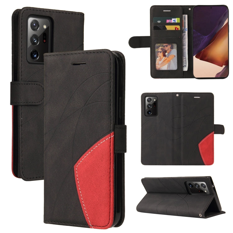 For Samsung Galaxy Note20 Ultra Dual-color Splicing Horizontal Flip PU Leather Case with Holder & Card Slots & Wallet