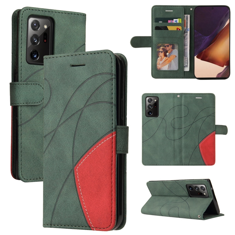 For Samsung Galaxy Note20 Ultra Dual-color Splicing Horizontal Flip PU Leather Case with Holder & Card Slots & Wallet