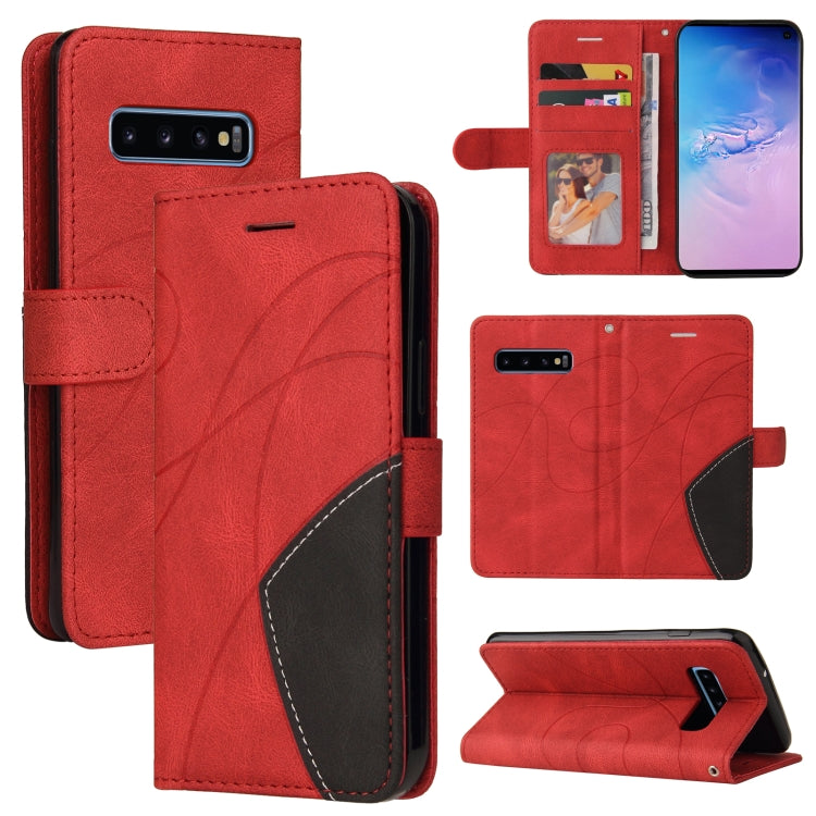 For Samsung Galaxy S10 Dual-color Splicing Horizontal Flip PU Leather Case with Holder & Card Slots & Wallet