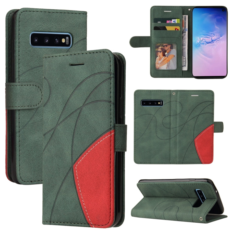 For Samsung Galaxy S10 Dual-color Splicing Horizontal Flip PU Leather Case with Holder & Card Slots & Wallet