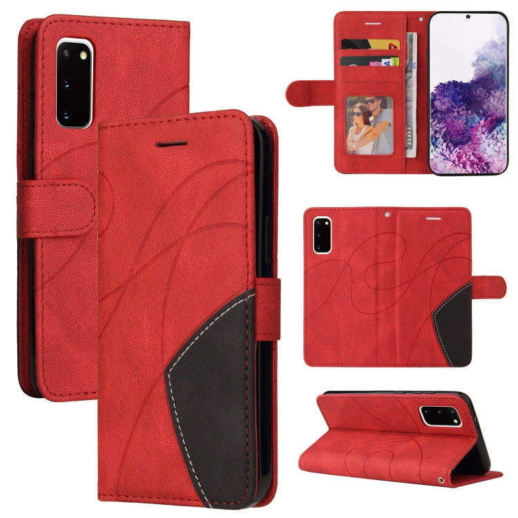For Samsung Galaxy S20 Dual-color Splicing Horizontal Flip PU Leather Case with Holder & Card Slots & Wallet