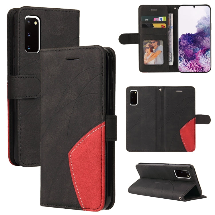 For Samsung Galaxy S20 Dual-color Splicing Horizontal Flip PU Leather Case with Holder & Card Slots & Wallet