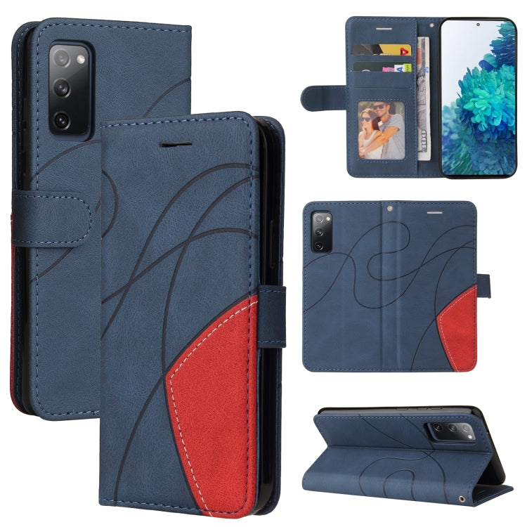 For Samsung Galaxy S20 FE 5G Dual-color Splicing Horizontal Flip PU Leather Case with Holder & Card Slots & Wallet