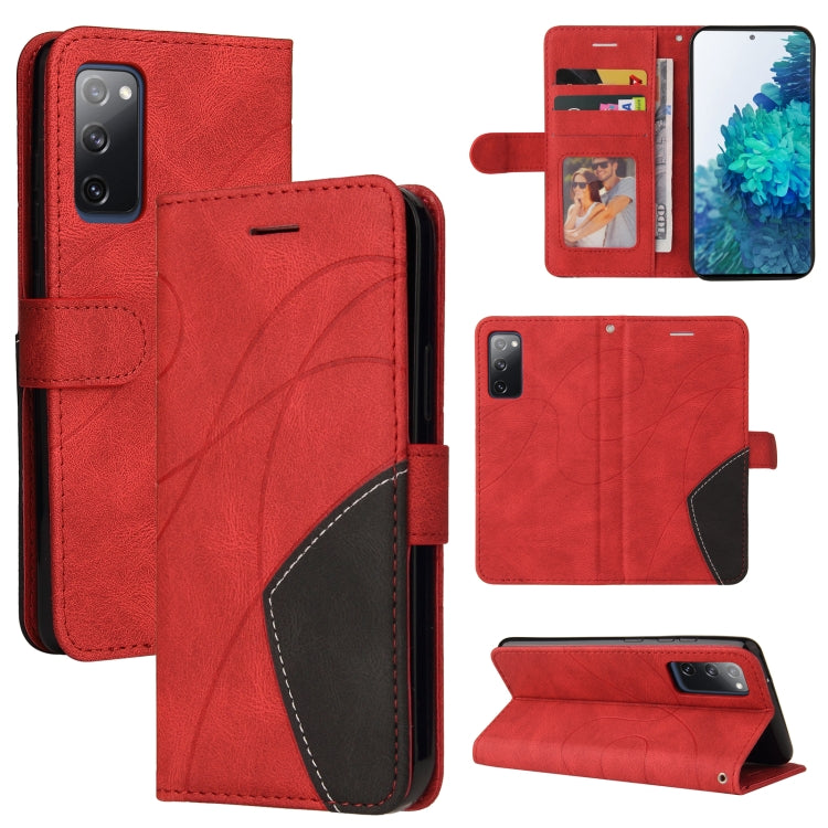For Samsung Galaxy S20 FE 5G Dual-color Splicing Horizontal Flip PU Leather Case with Holder & Card Slots & Wallet