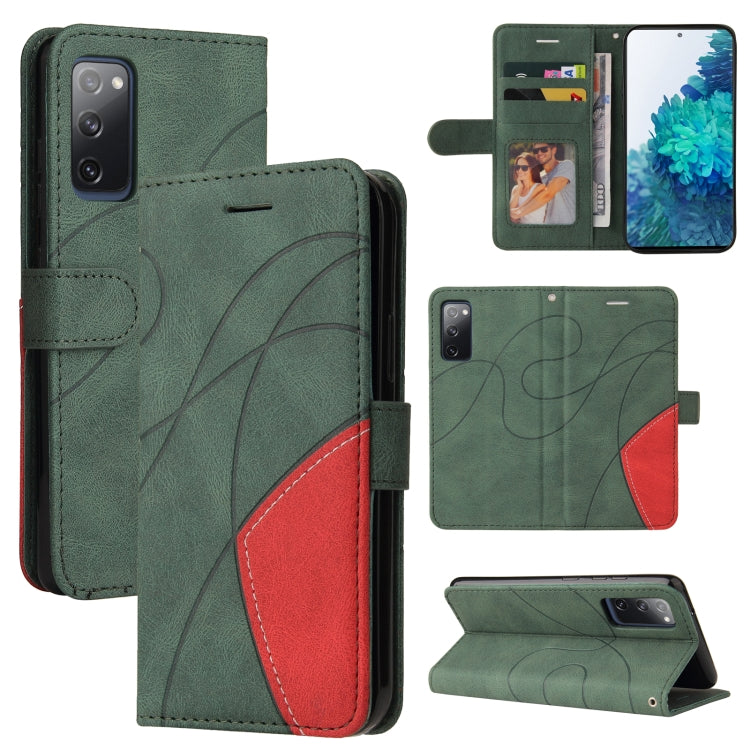 For Samsung Galaxy S20 FE 5G Dual-color Splicing Horizontal Flip PU Leather Case with Holder & Card Slots & Wallet