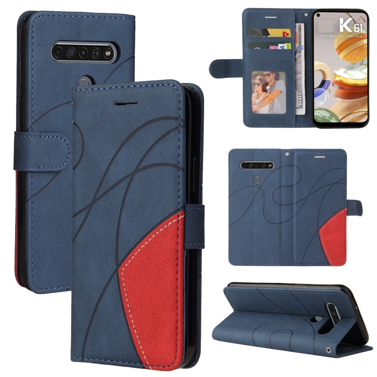 For LG K61 Dual-color Splicing Horizontal Flip PU Leather Case with Holder & Card Slots & Wallet