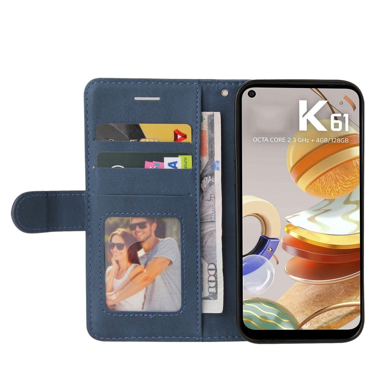 For LG K61 Dual-color Splicing Horizontal Flip PU Leather Case with Holder & Card Slots & Wallet