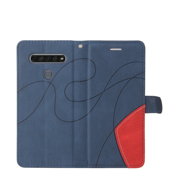 For LG K61 Dual-color Splicing Horizontal Flip PU Leather Case with Holder & Card Slots & Wallet