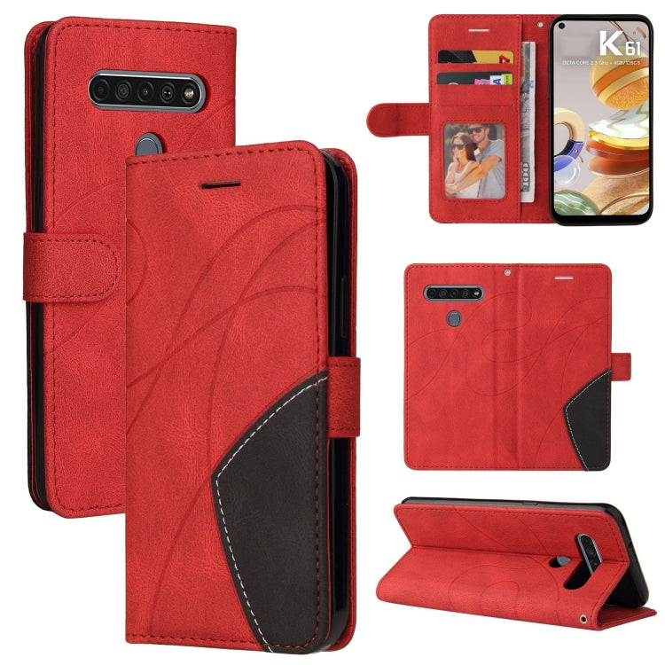 For LG K61 Dual-color Splicing Horizontal Flip PU Leather Case with Holder & Card Slots & Wallet