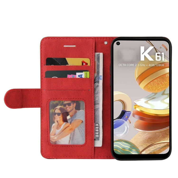 For LG K61 Dual-color Splicing Horizontal Flip PU Leather Case with Holder & Card Slots & Wallet