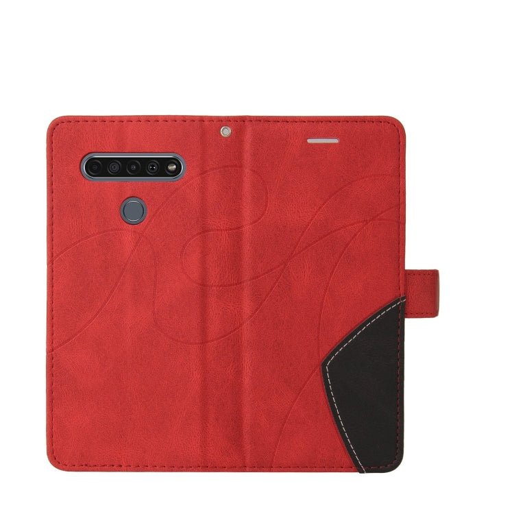 For LG K61 Dual-color Splicing Horizontal Flip PU Leather Case with Holder & Card Slots & Wallet